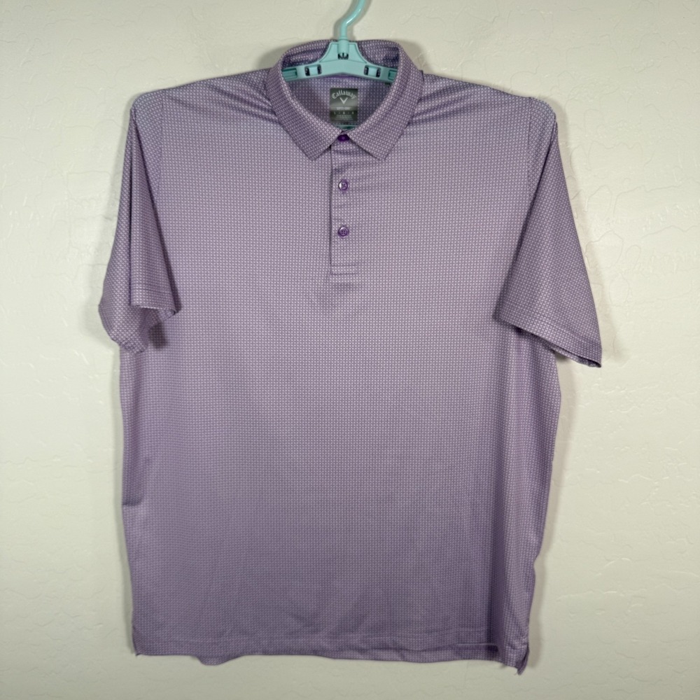 Callaway Polo Shirt Mens Large Purple Golf Swing Tech Performance Geometric